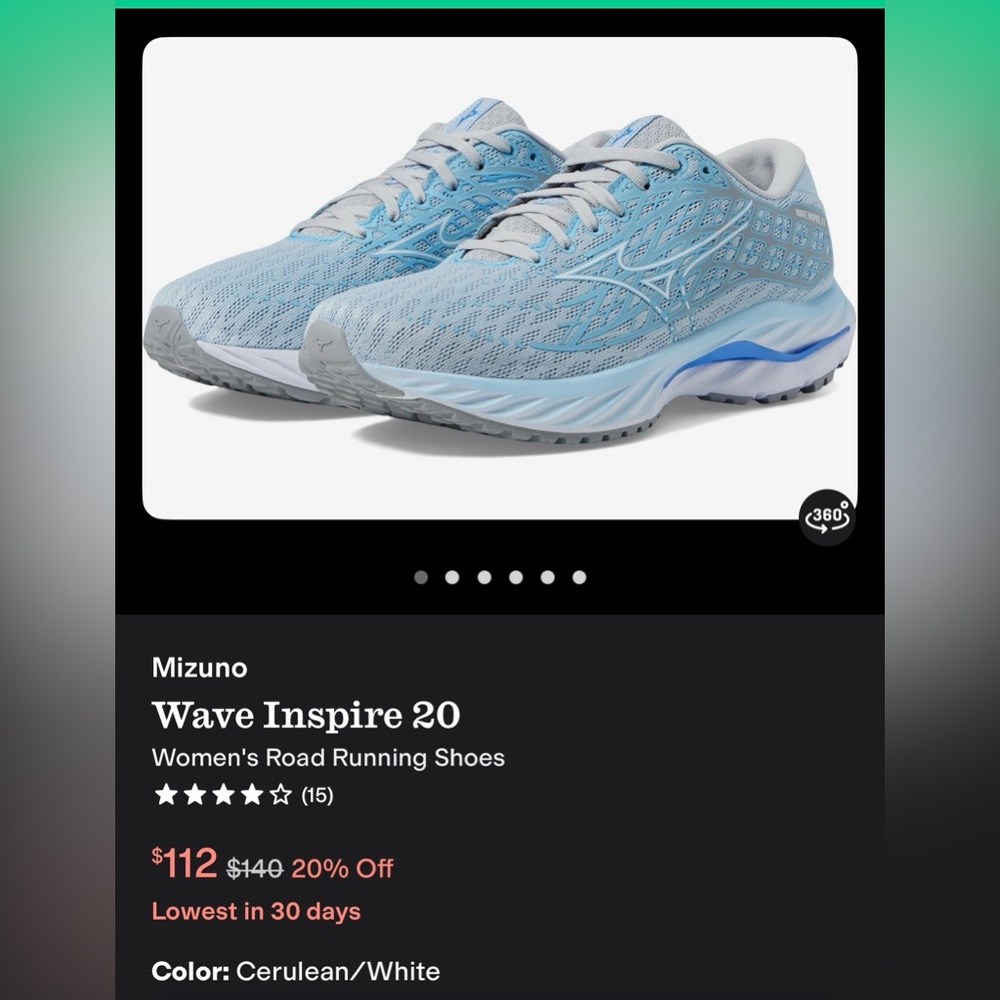 Mizuno Women's Wave Inspire XX (20) Athletic Shoes - cerulean/white - Picture 10 of 10